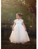 Ivory Dotted Lace Tulle Flower Girl Dress